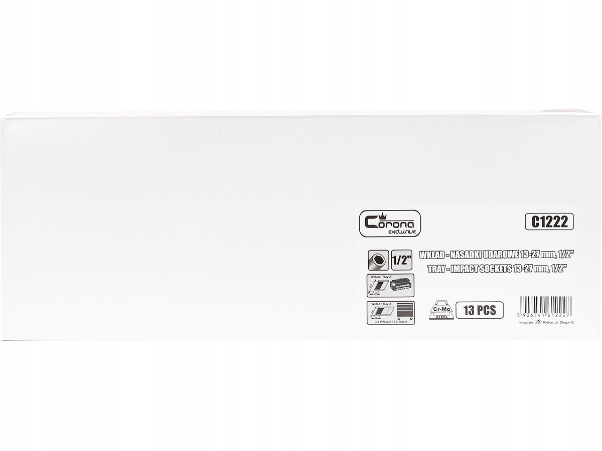 WKŁAD - NASADKI UDAROWE 1/2' 13-27 MM 13 ELEM. (TACKA C1101 W ZESTAWIE) Wyposażenie w zestawie Tak