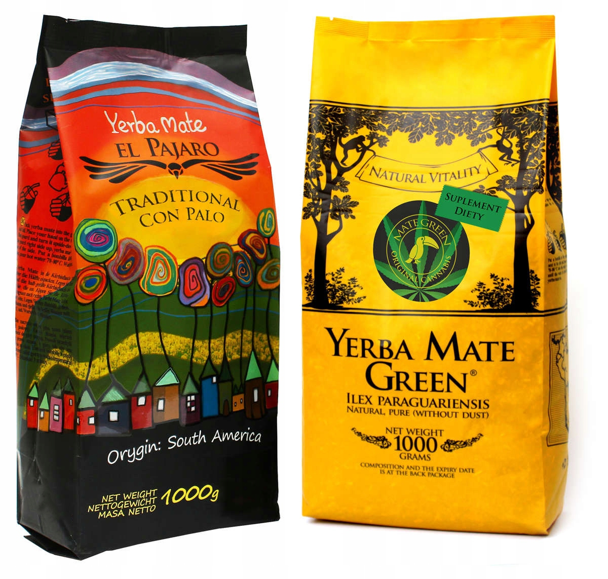 Yerba Mate Green El Pajaro Cannabis 2x 1 kg 1000 g