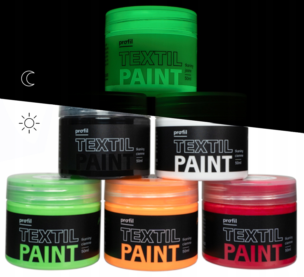 Zestaw farb 6x50ml do ciemnych tkanin - REBEL SET