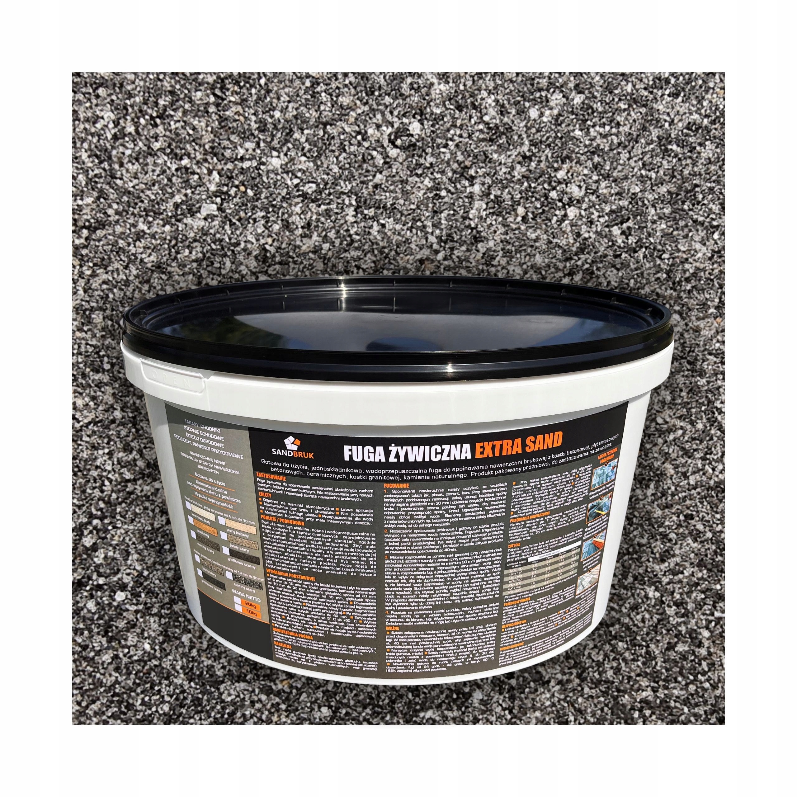 SandBruk Fuga Żywiczna Kostki Brukowej Płyt Tarasowych Ciemny Szary 10kg..