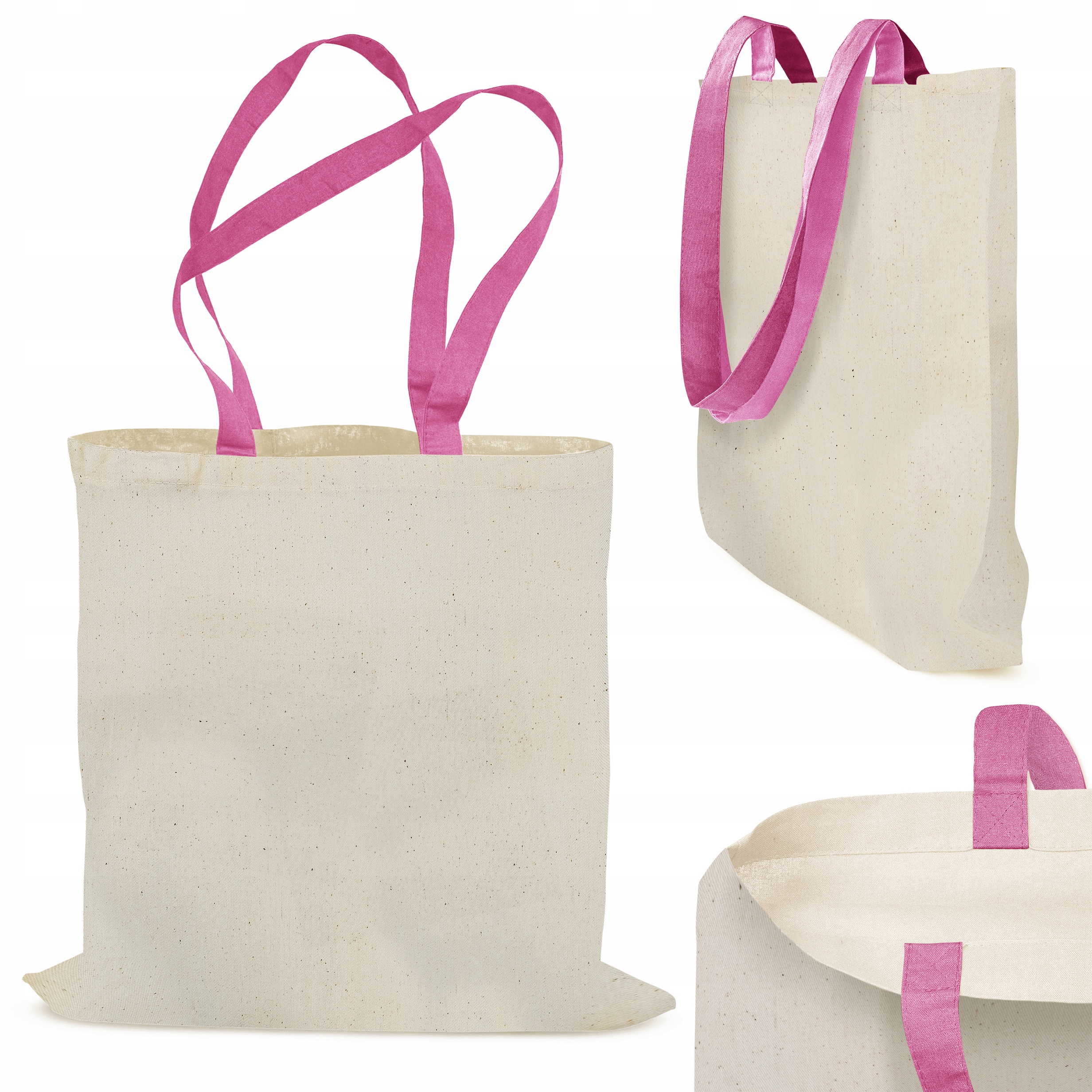 

Torba Bawełniana Eko na Zakupy Różowe Ucho Ecru