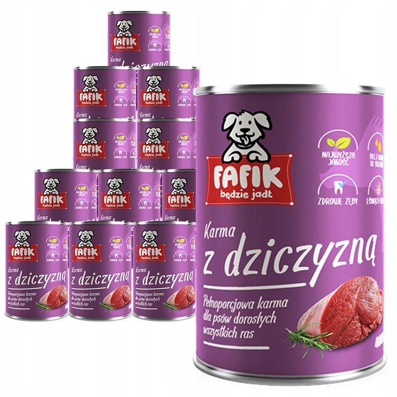Vlhké Krmivo Pro Psa Plechovka Fafik S Zvěřinou 36x400G Pro Dospělé Psy