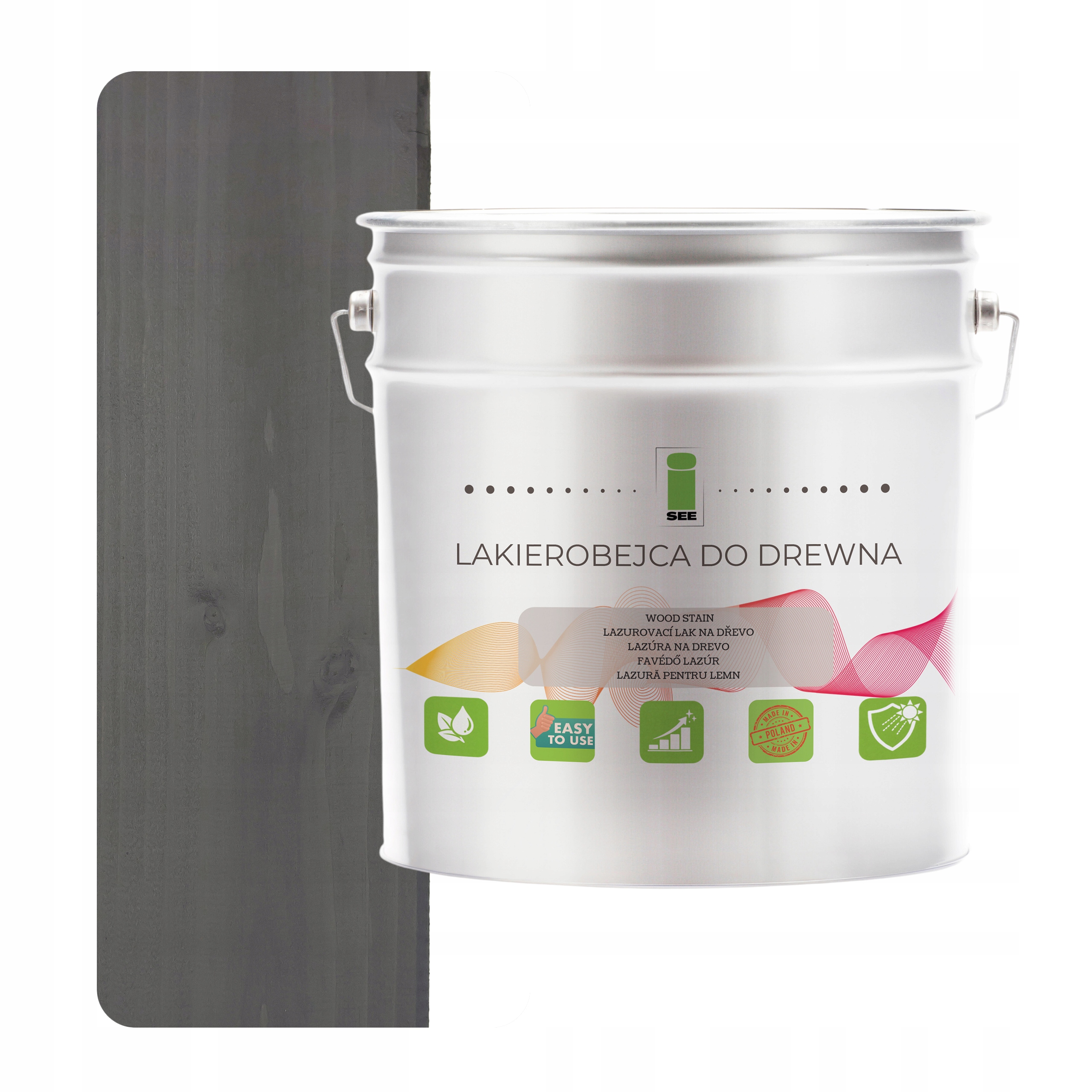 Lak na dřevo černý hydrofobní bez zápachu polomatný 3v1 2,5L 7016