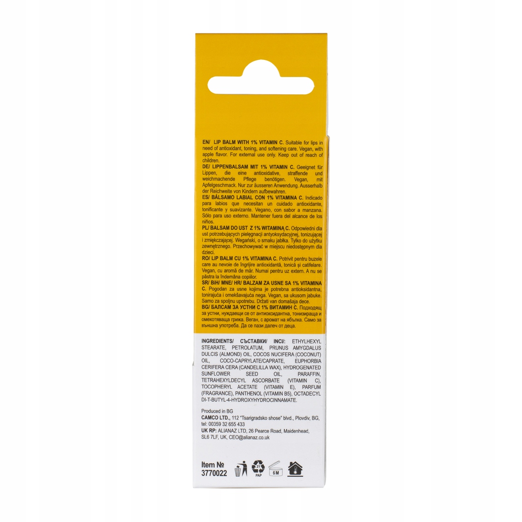 Skincyclopedia - Lip Balm Vit. C 1%, 10ml Właściwości nawilżające ochrona przed słońcem ochrona przed zimnem regenerujące inne