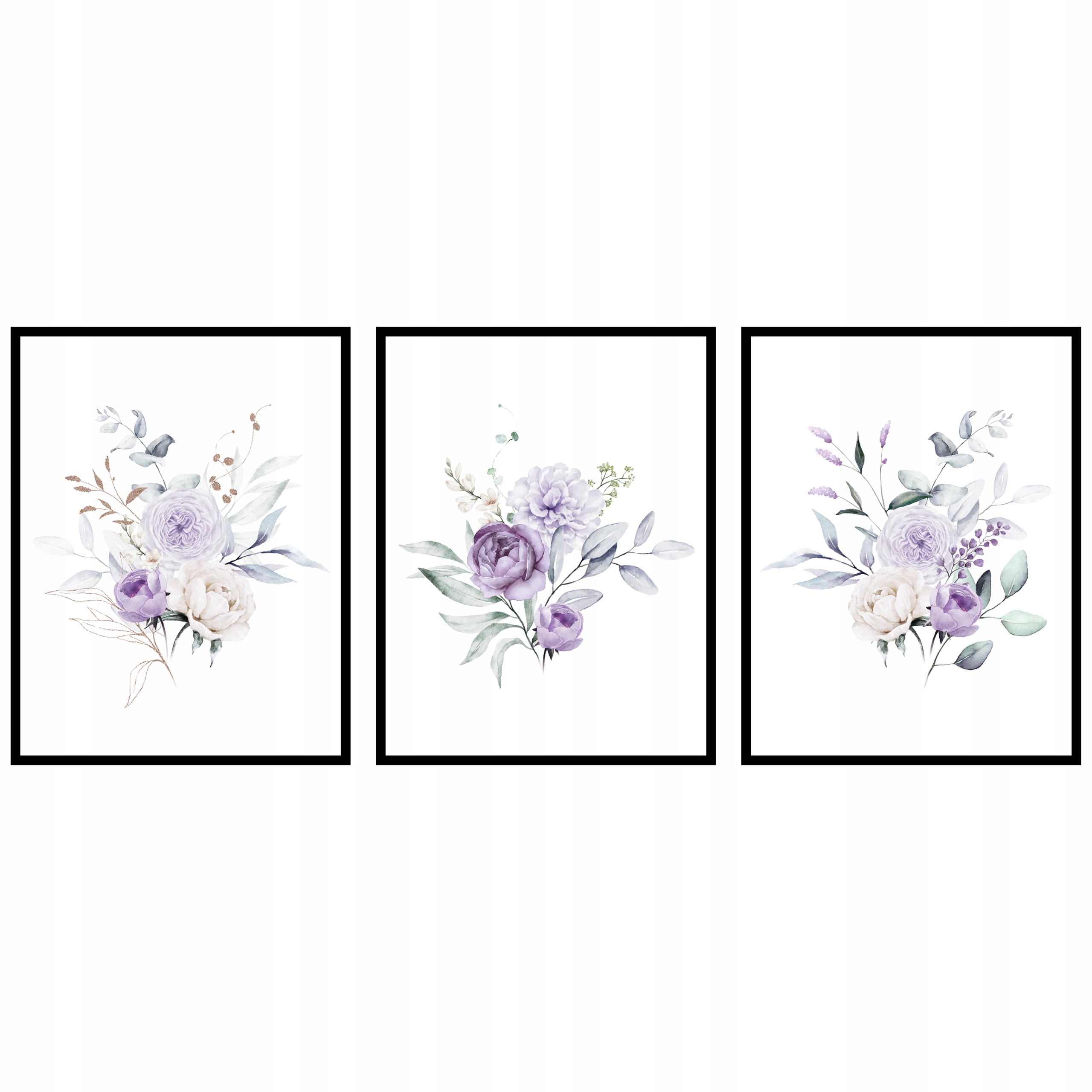 Plagáty na stenu s kvetmi 3ks 60x90cm grafika rastlín listy komplet