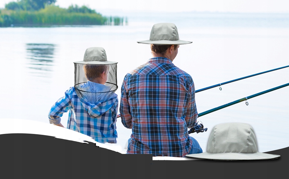 Moskitiera Na Kapelusz Głowę Wędkarski Siatka Na Komary Insekty Owady Kolor dominujący odcienie szarości