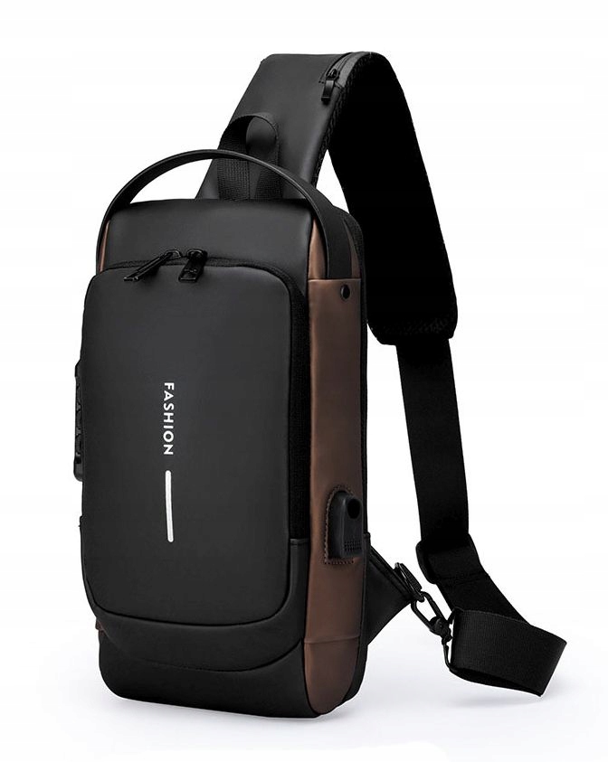 Plecak na ramię – Usb, wodoodporny, antykradzieżowy czarno-brązowy