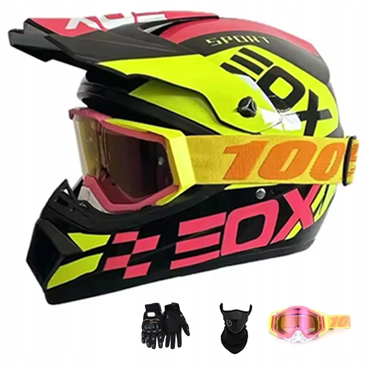 Motocyklová Přilba Lehká Enduro Quada Brýle Rukavice Maska S