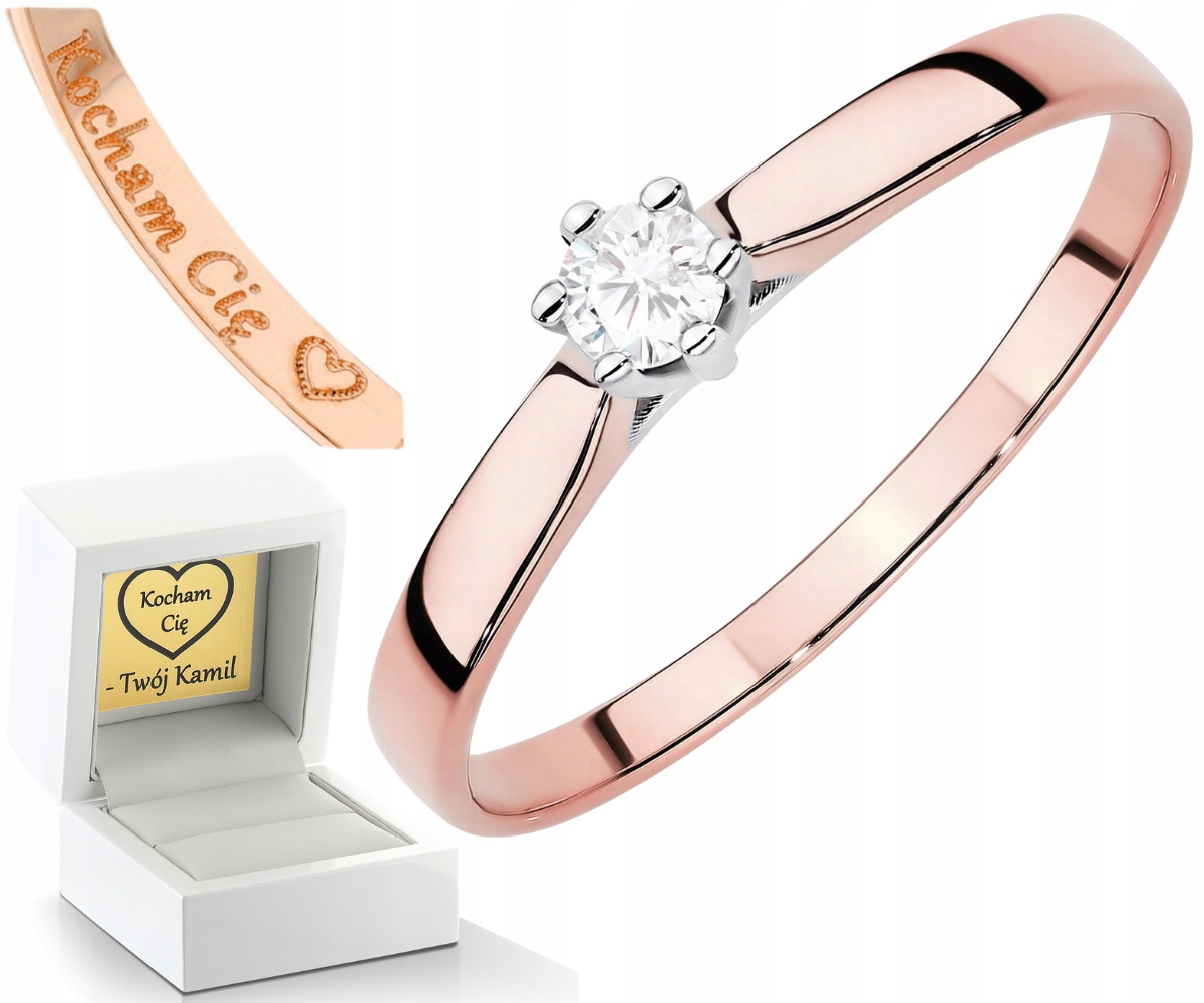 Růžové Zlato Prstýnek Laboratorní Diamant Gravírování Bonus 585 Dárek
