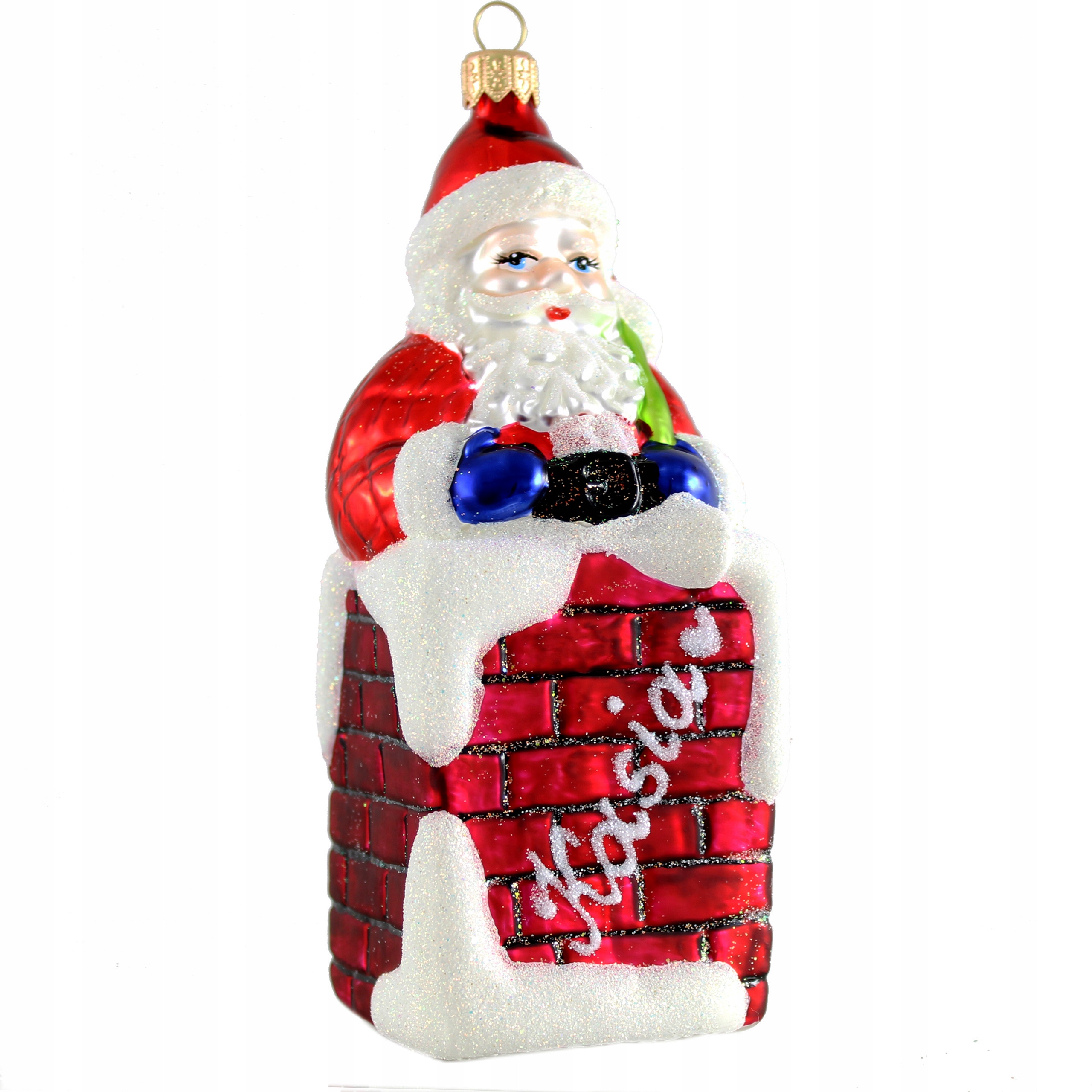 

Duża Szklana Bombka Mikołaj W Kominie z Imieniem