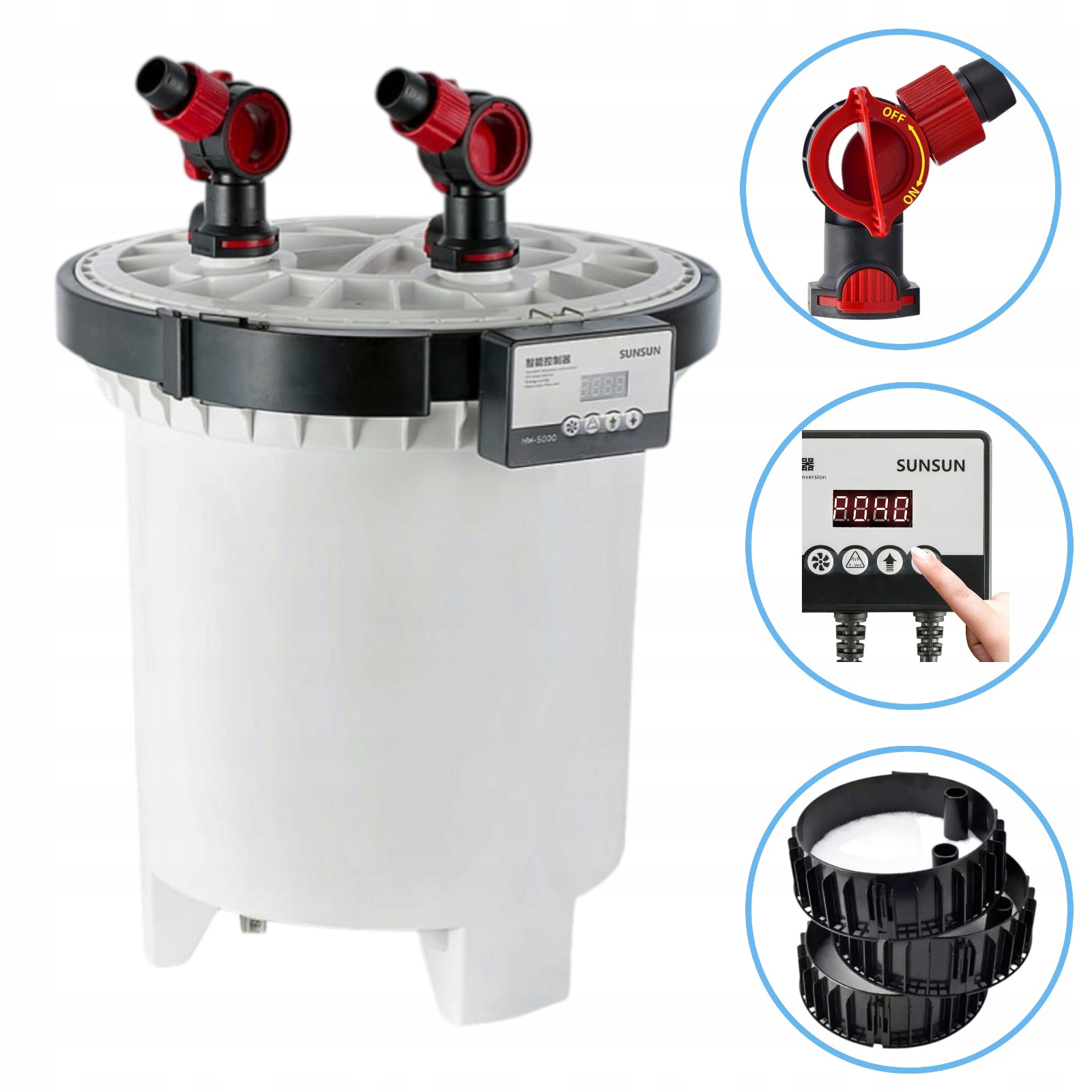 Najpotężniejszy zaawansowany filtr kubełkowy 4600l/h Lampą Uv 9W