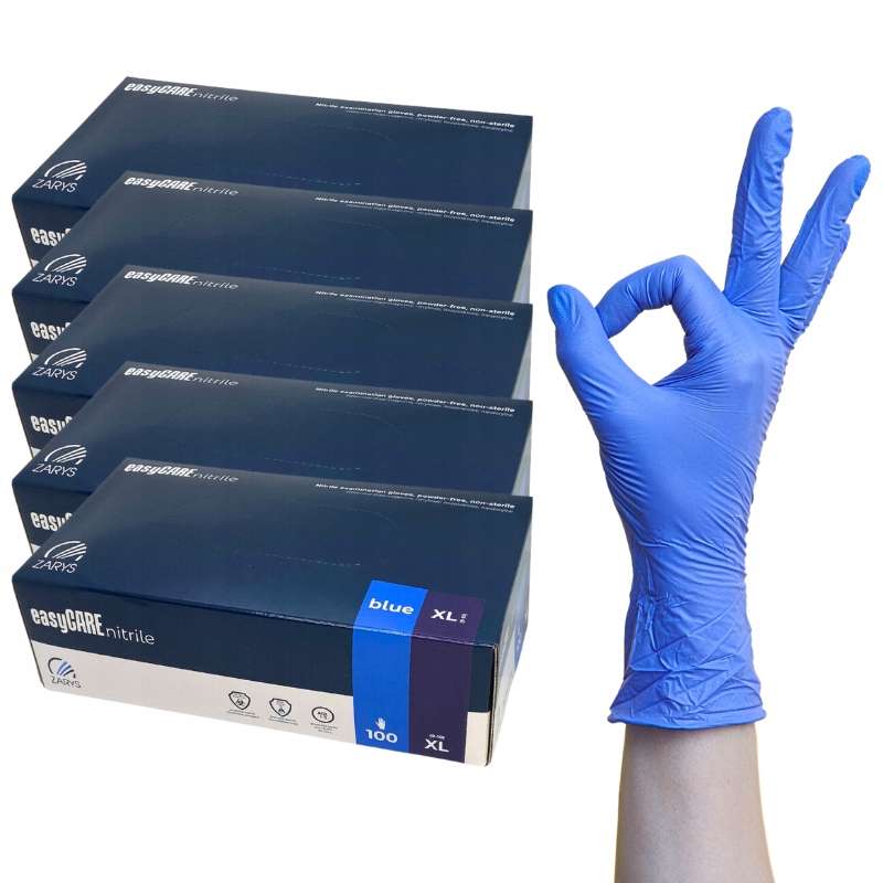 Nitrilové rukavice Modré diagnostické Bezpudrové Zarys XL 500 ks