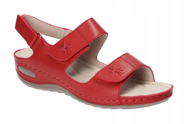 

201 Klapki Sandały Skórzane Damskie Red 41