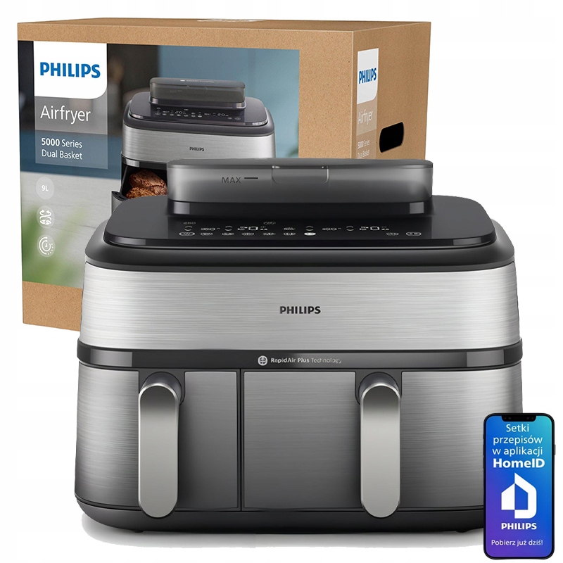Fritéza Airfryer Philips 9L 2750W NA555/00 2 koše Varenie Na Pare