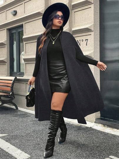 SHEIN GRAFITOWE MELANŻOWE PONCZO (2XL)