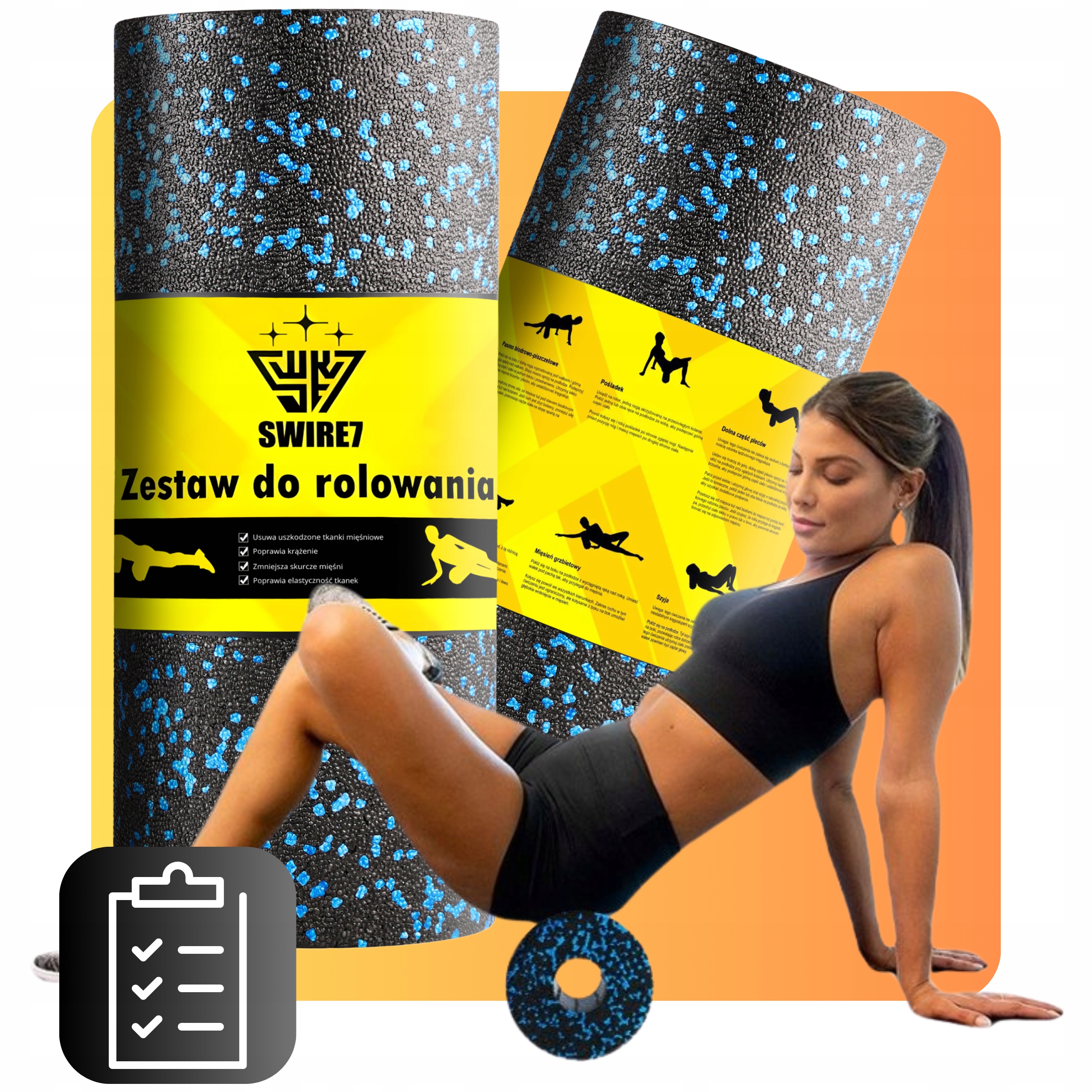 ZESTAW EPP ROLLER WAŁEK DO MASAŻU DUOBALL PIŁKA + DOUBLE DO MASAŻU Model SWIRE7 z wałkiem i piłką Duoball + DOUBLE