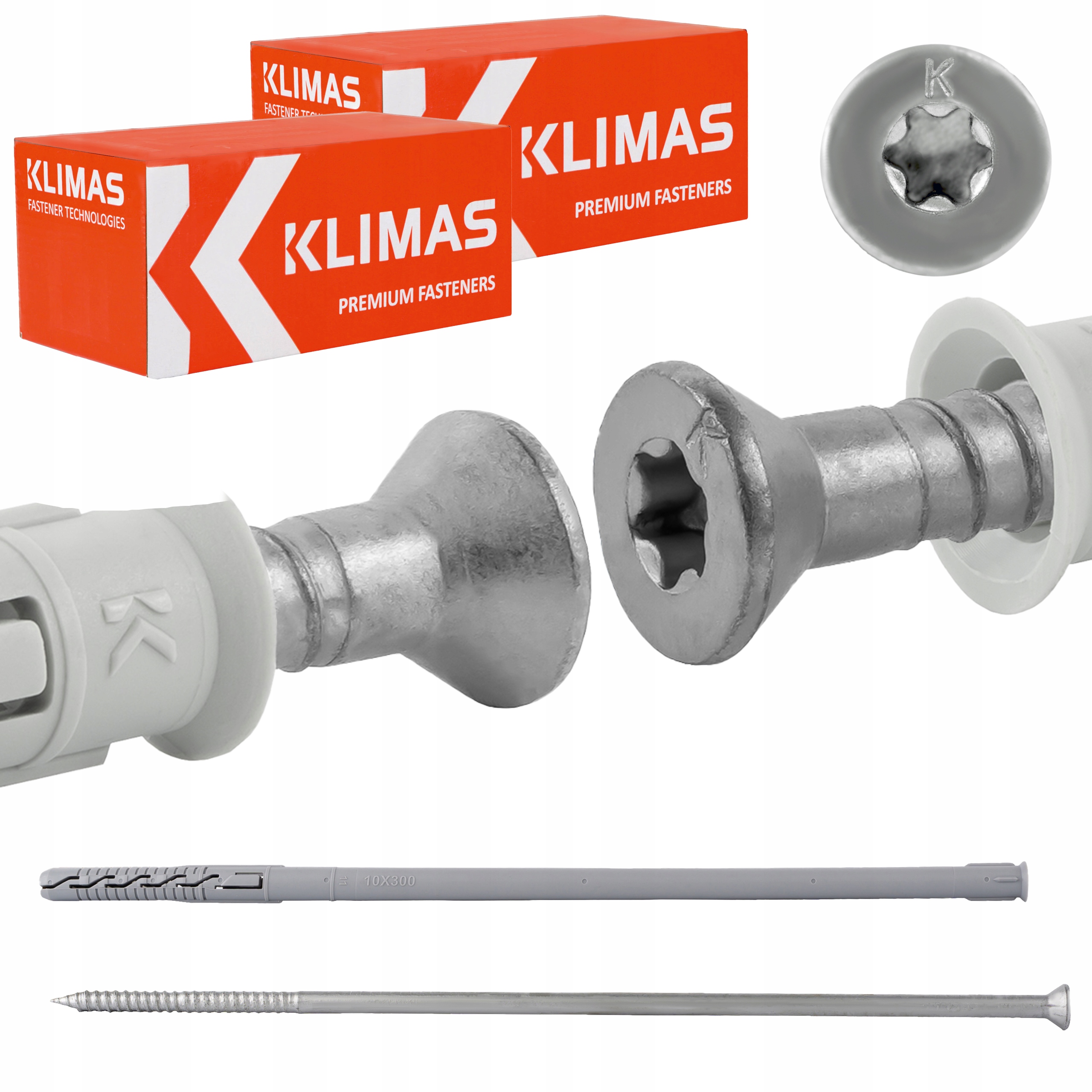 Rámové rozperné kolíky 10x300 mm 50 ks kužeľová hlava Torx Klimas Kps-fast