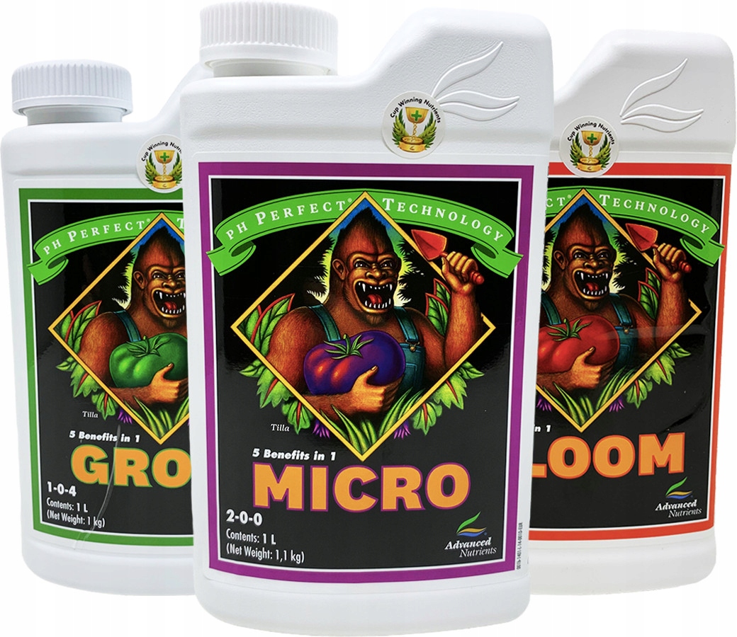 Grow+bloom+micro 3x1L Komplet Nawozów pH Perfect, Advanced Nutrients