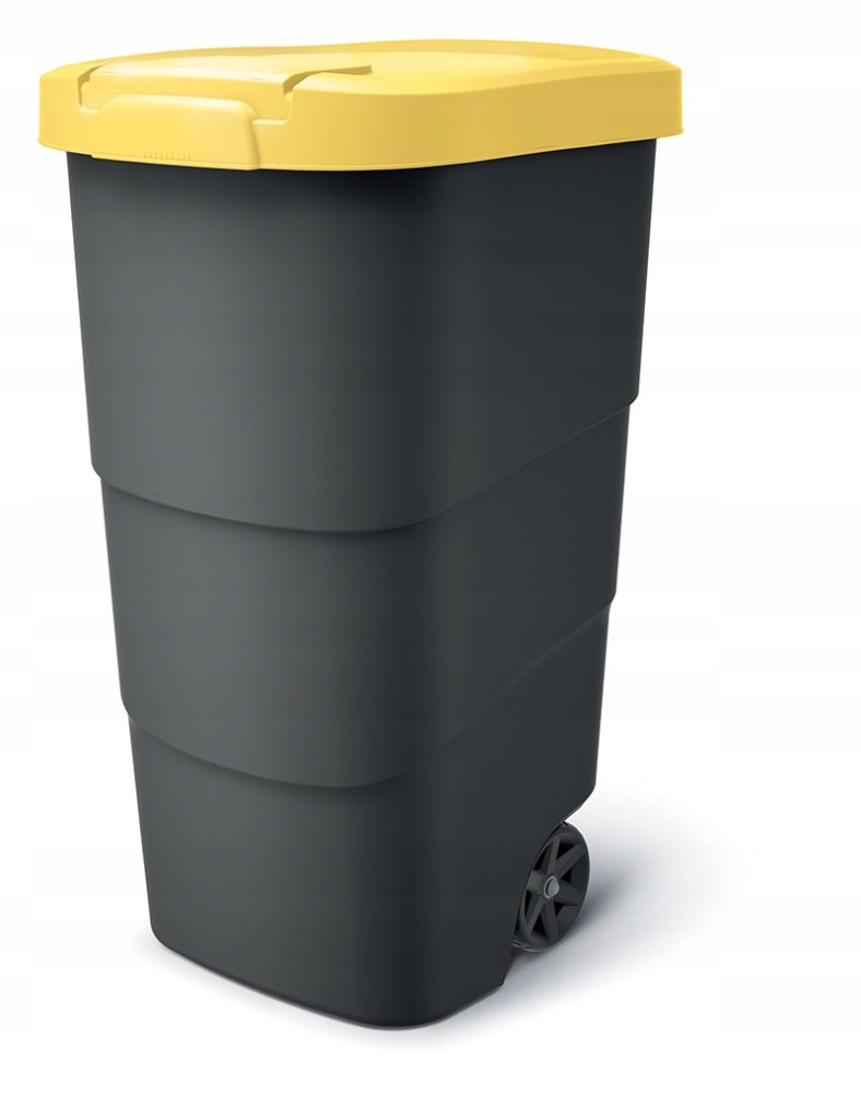 Popelnice Prosperplast Wheeler 110L, antracit, žluté víko, na kolečkách