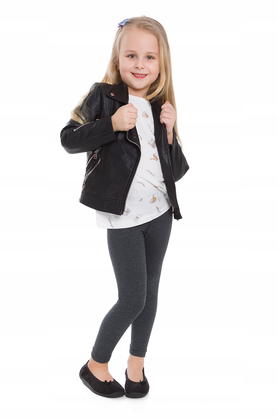 LEGGINSY DZIECIĘCE BAWEŁNIANE GETRY GRAFIT 116