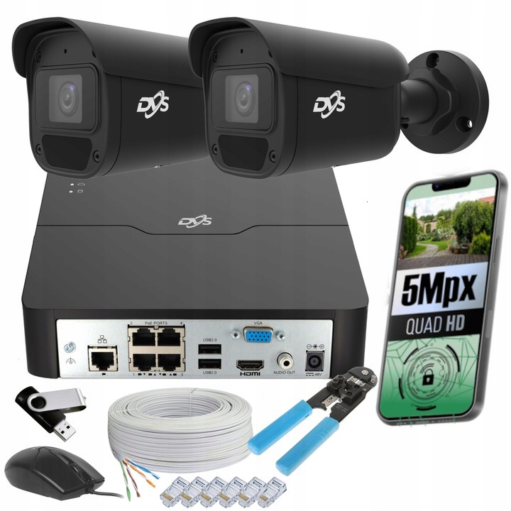 Ip PoE Monitorování 2 Venkovní Tubusové Kamery Černé Kovové Aplikace