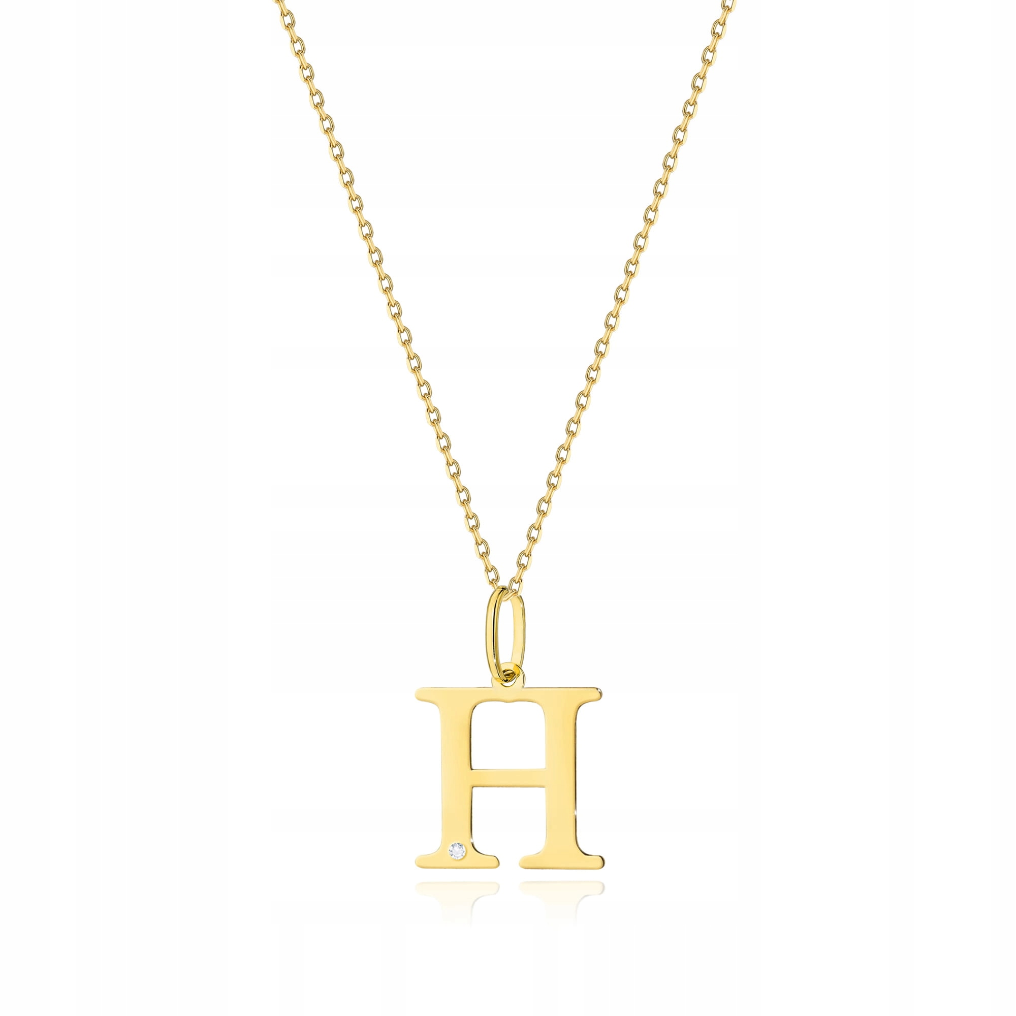 Zlatý náhrdelník s diamantem 585 celebrita s písmenem H, přírodní briliant