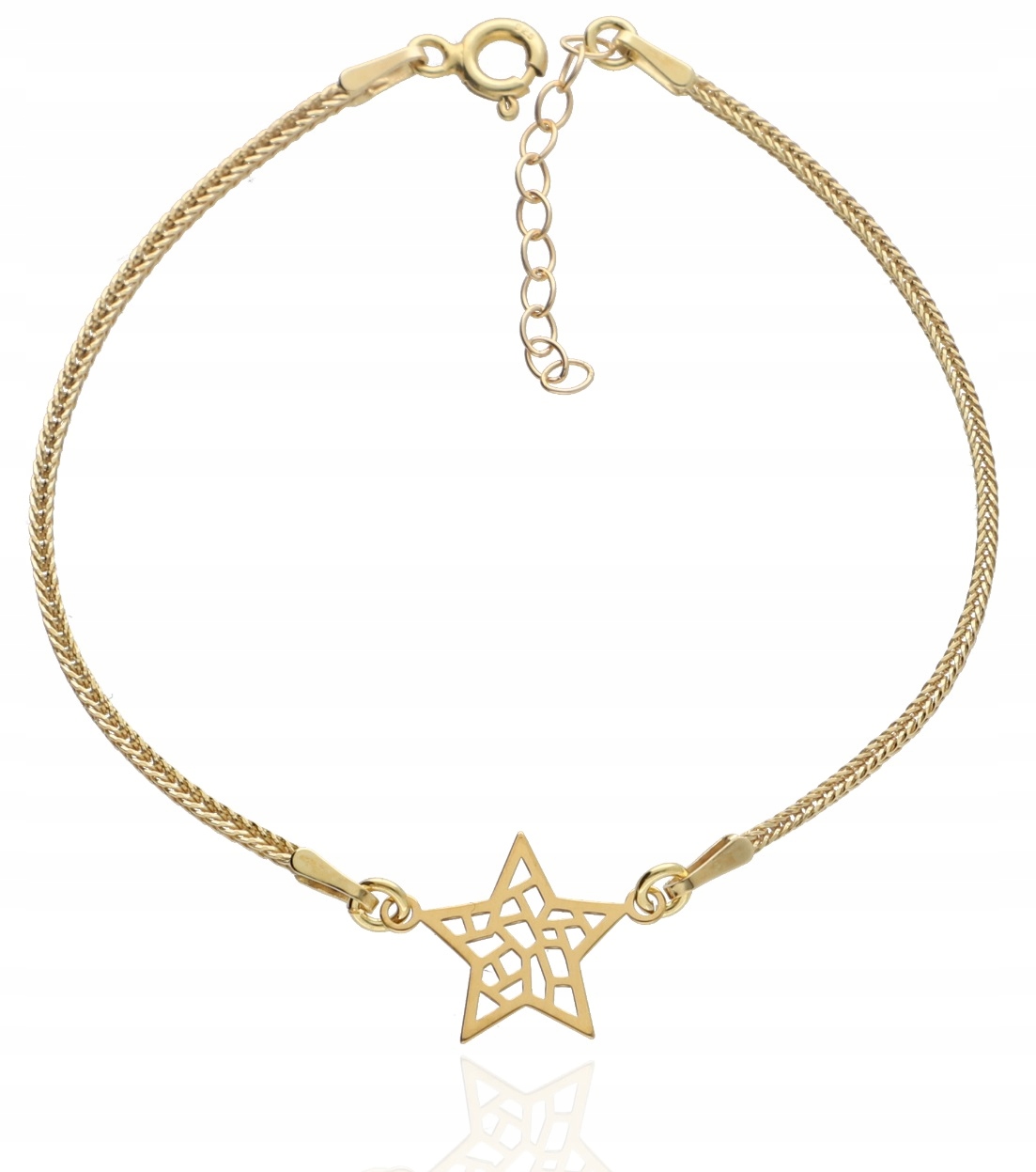 Zlatý elegantní náramek s ažurovou hvězdičkou stříbro 925