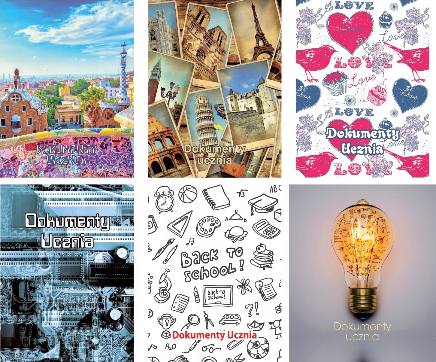OKŁADKA NA DOKUMENTY UCZNIA Z NADRUKIEM MIX WZORÓW