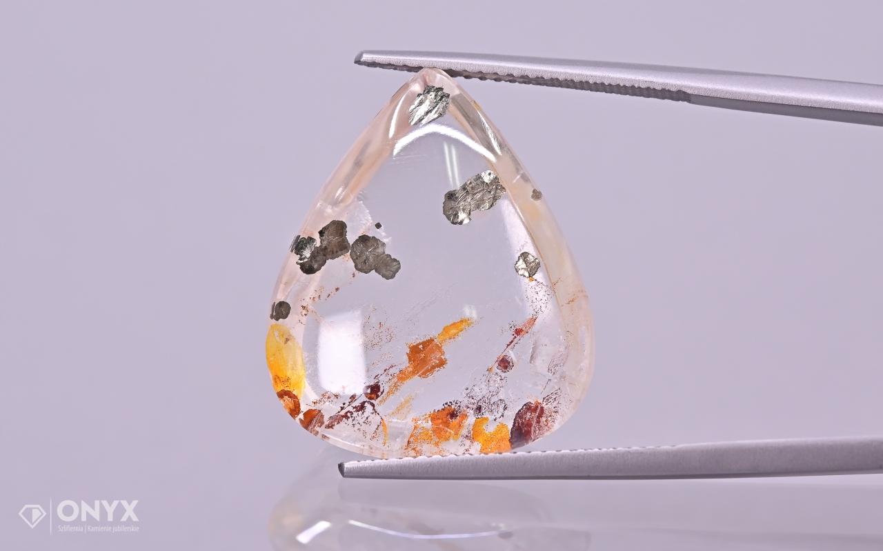 Pyritový křemen konvexní slzná deska 22,5x19 mm