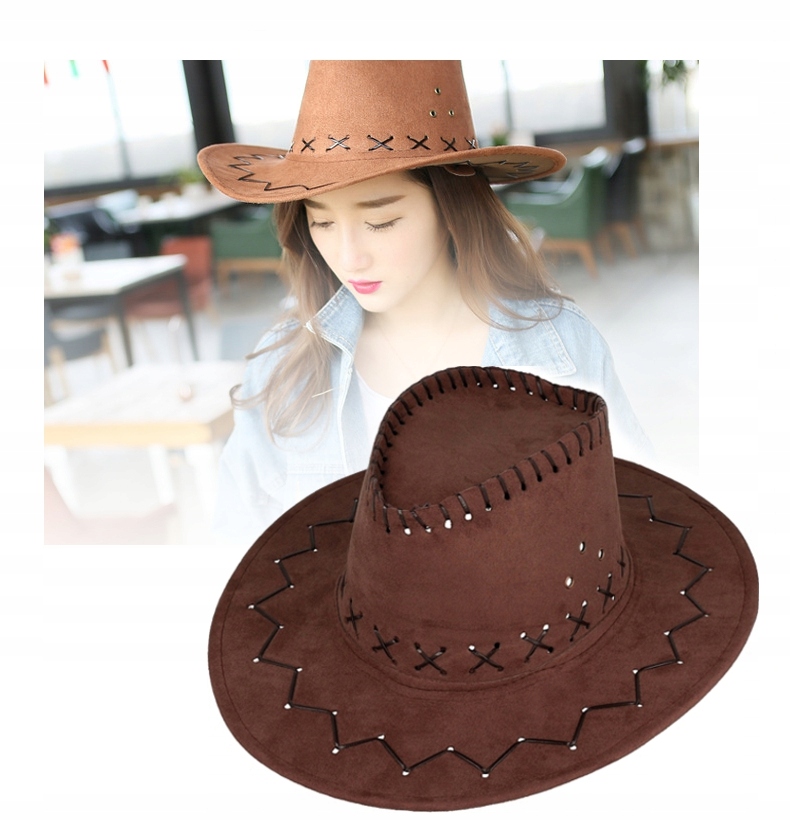 KAPELUSZ KOWBOJSKI COUNTRY WESTERN DLA DOROSŁYCH JAKOŚĆ JASNY BRĄZ Marka bez marki