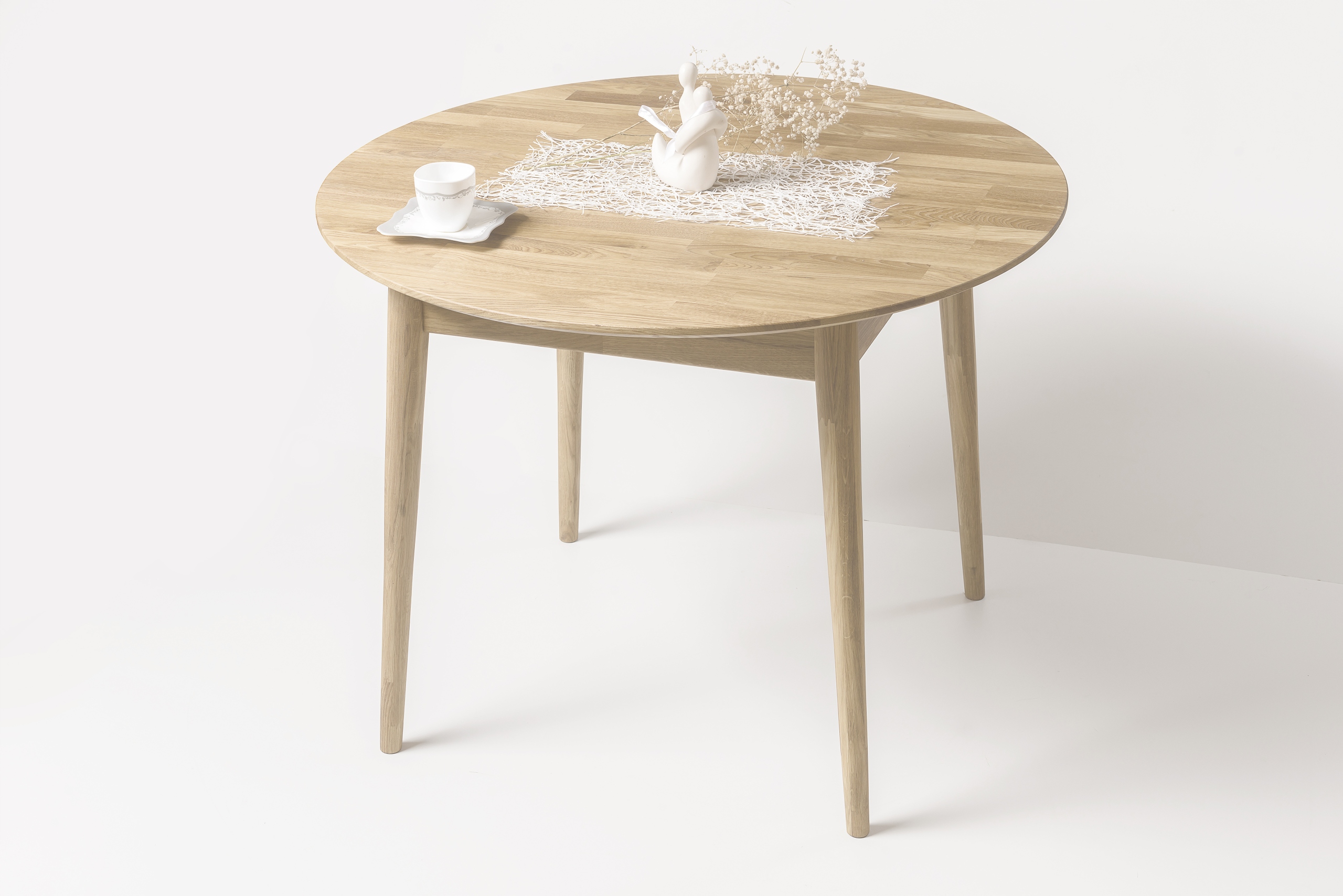 STÓŁ DĘBOWY OKRĄGŁY ROZKŁADANY ŚR 110 cm, LITY DĄB Materiał drewno