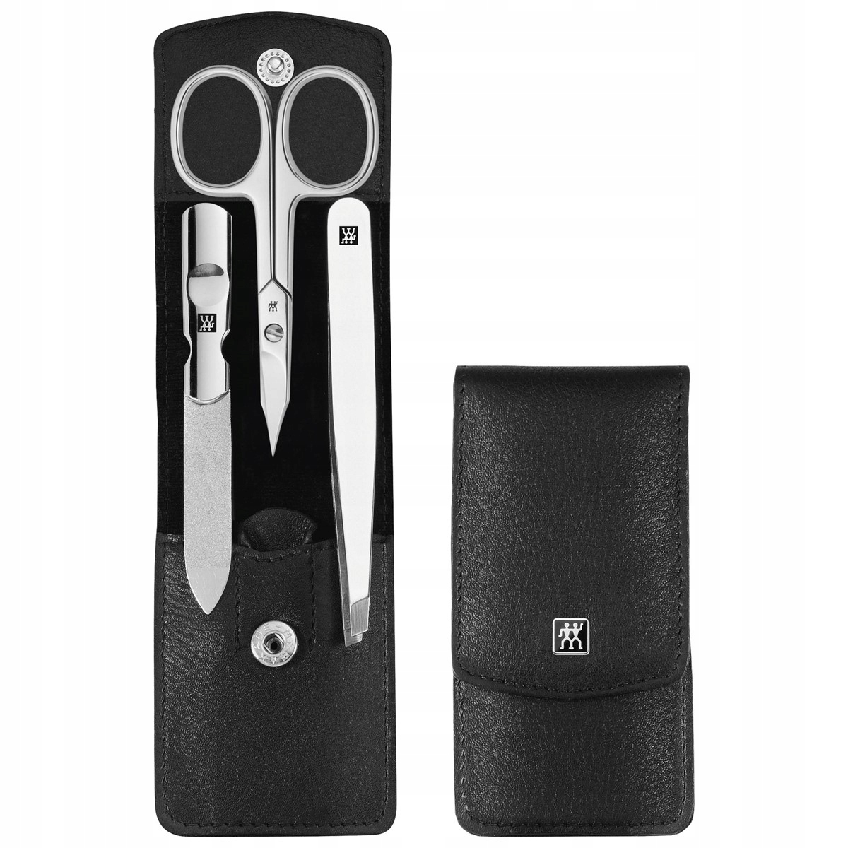 Classic Inox Zestaw do manicure, czarne skórzane etui, 3 elementy