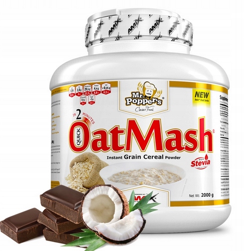 Lahodná čokoládovo-kokosová Ovesná Kaše Amix Mr. Poppers OatMash 2kg
