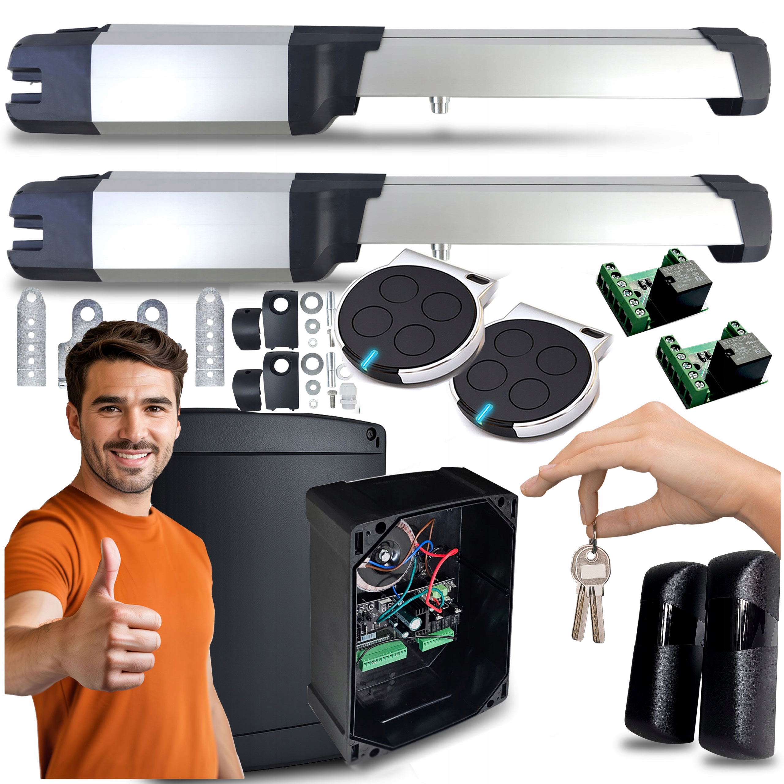 Set pohonu dvojkrídlovej brány Bft Phobos B25 Lampa centrála S24I Safe