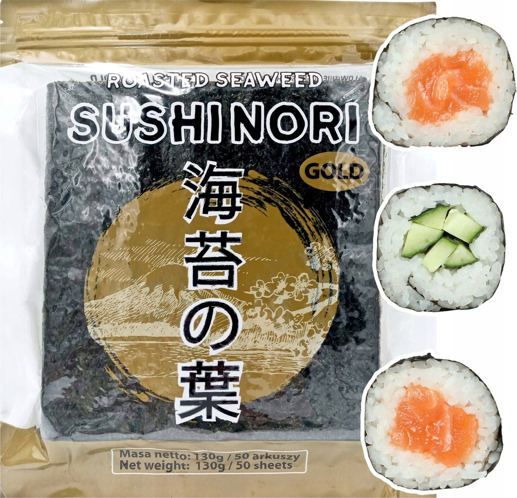 

Algi Nori do Sushi Wodorosty Glony Yaki Gold 50szt