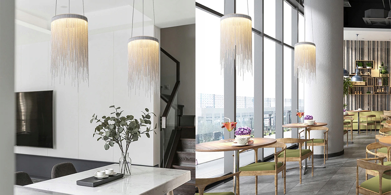 LAMPA WISZĄCA LED SREBRNA NOWOCZESNA METAL CHAIN Kolekcja CHAIN