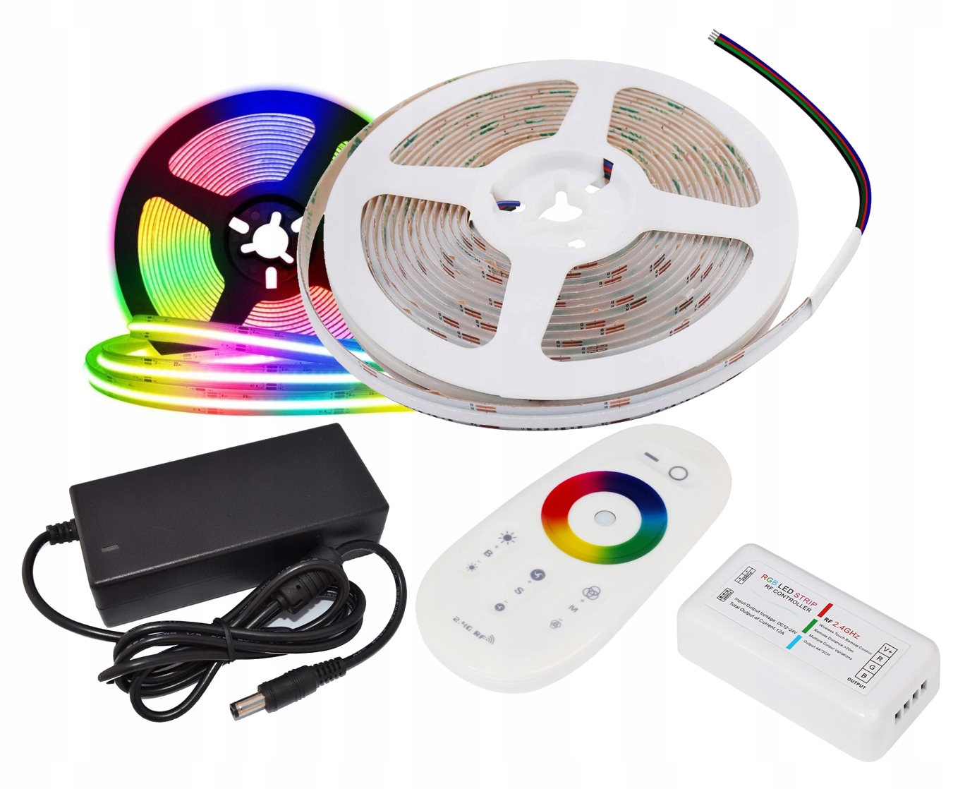 Set Led Rgb Cob 12V neonový barevný 5 m dálkový ovladač Rf dotykový