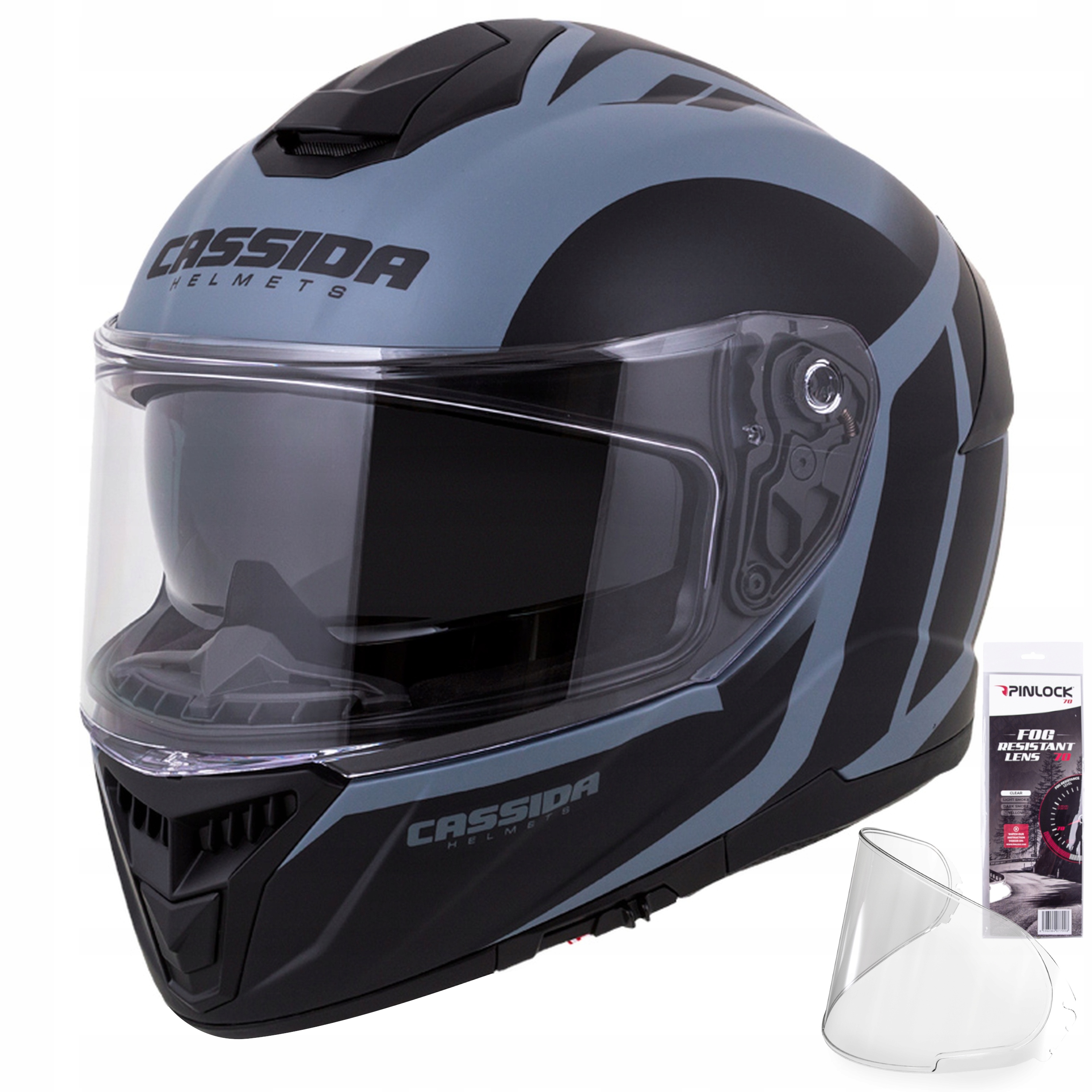 CASSIDA KASK MOTOCYKLOWY GT2 Z WŁÓKNA + PINLOCK L