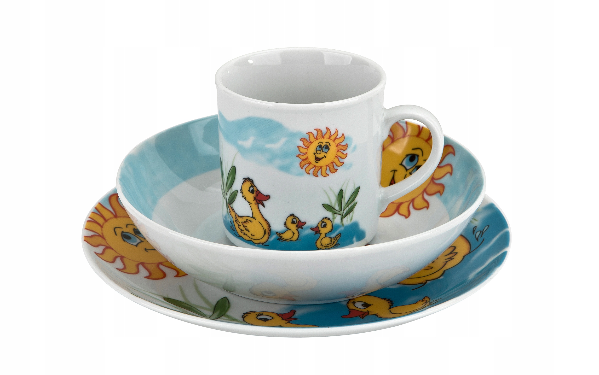Zestaw naczyń dla dzieci Kaczuszki porcelanowy