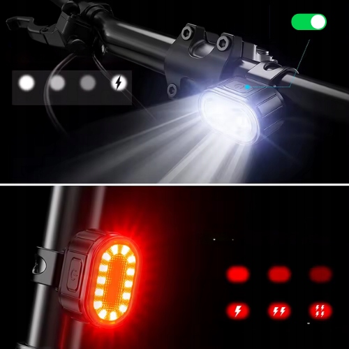 LAMPKA ROWEROWA USB ŚWIATŁO PRZÓD TYŁ LED NA ROWER KIEROWNICĘ MOCNA JASNA Źródło światła dioda LED