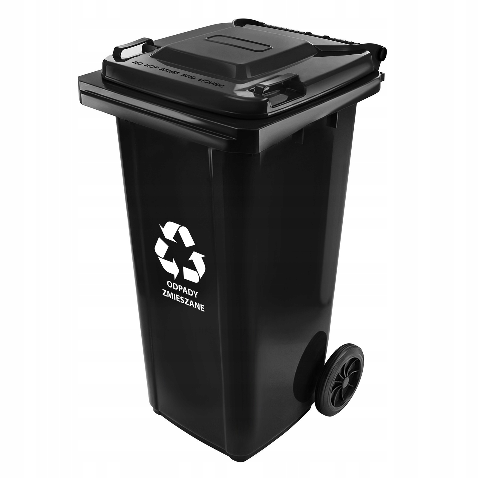 Kosz do odpadów zmieszanych 120 litrów czarny pojemnik komunalny z uchwytem