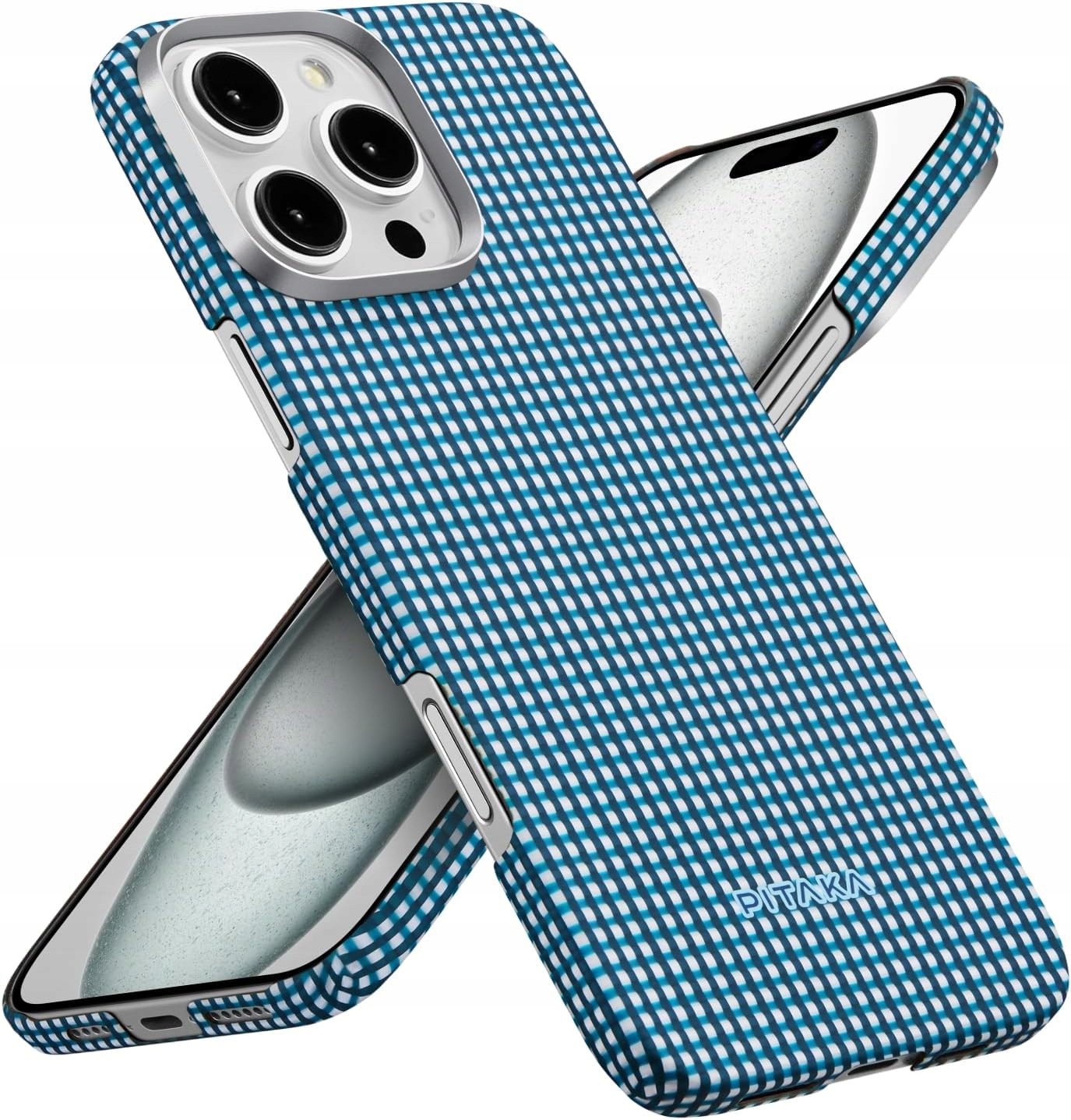 Zadní Kryt Pitaka Pouzdro Slim pro Apple iPhone 16 Pro, modré aramidové vlákno