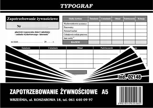 

Zapotrzebowanie żywnościowe Typograf 02148 A5