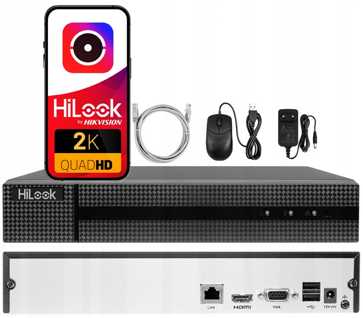 Záznamník pro 8 Ip kamer HiLook Hikvision do 4Mpx Aplikace HikConnect