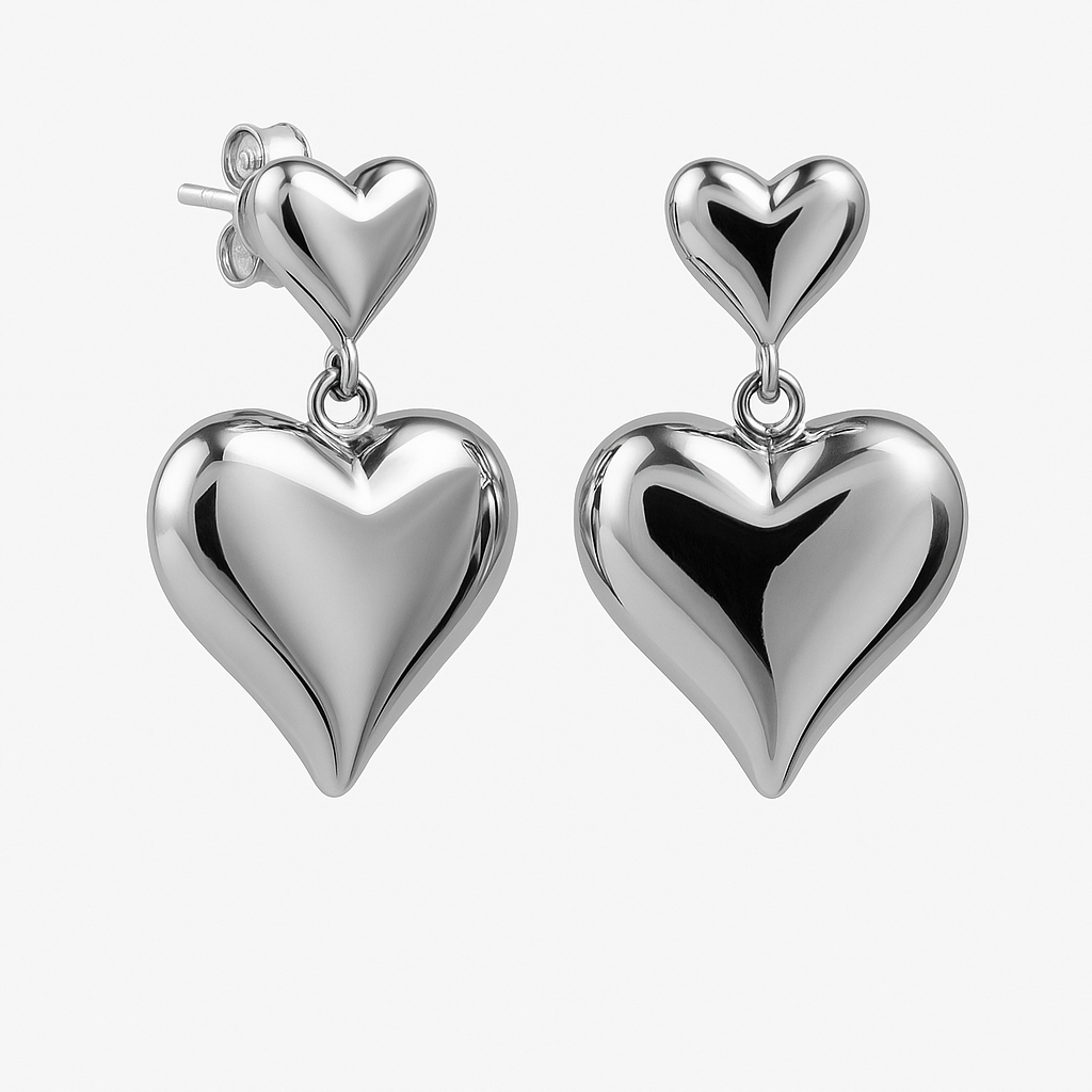 Stříbrné náušnice Dvojitá foukaná srdíčka, stříbro 925