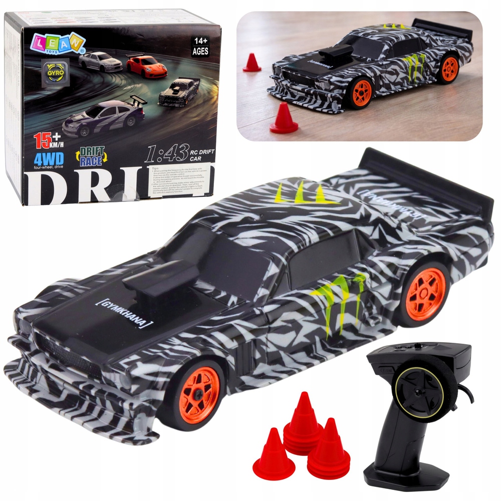 Auto Sportowe Do Driftu Zdalnie Sterowane Rc Czarne Pachołki 15 km/ h