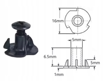 Shade Mount – Śrub M4 8 mm nakrętka pazurkowe do kabur Kydex