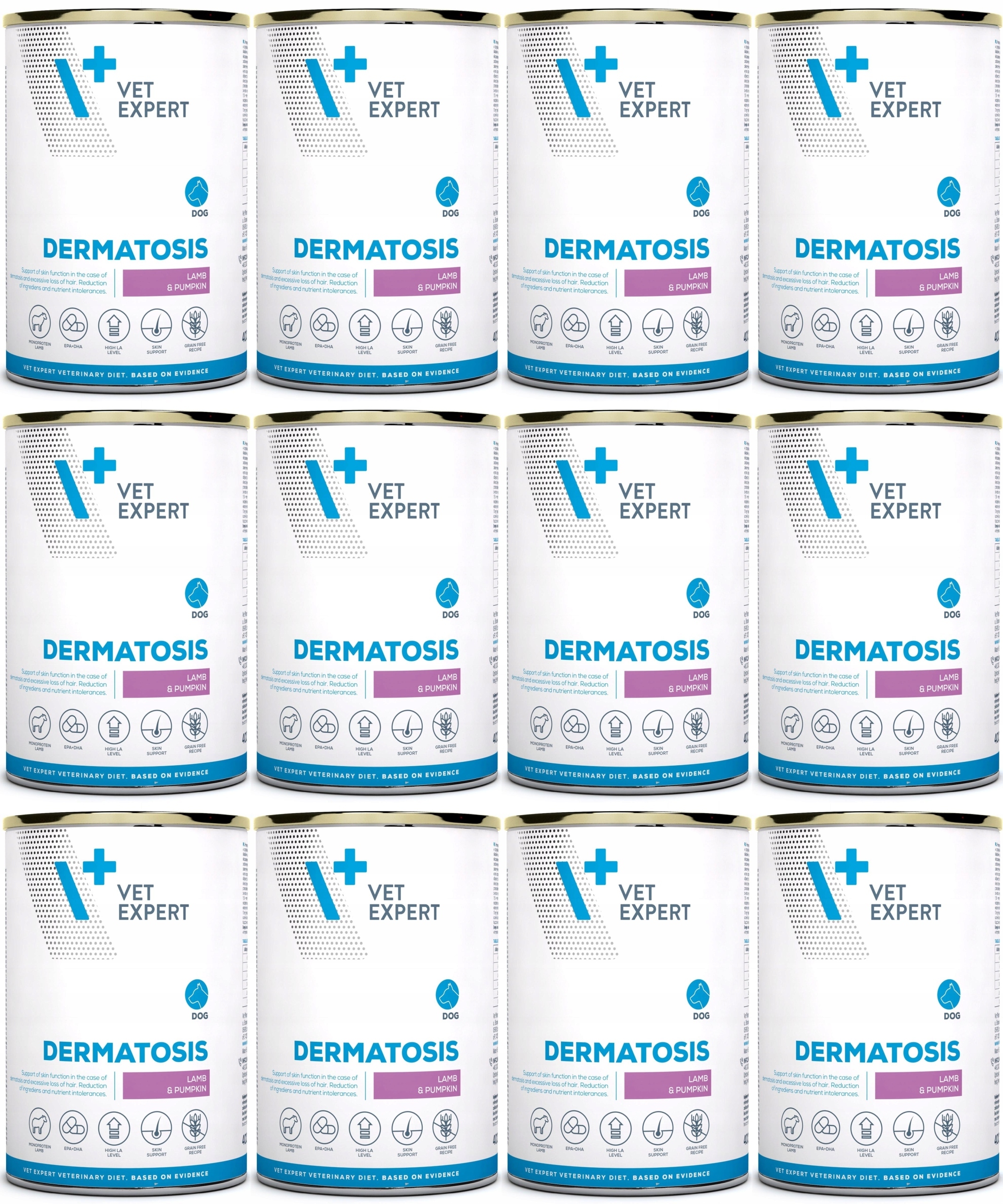 Levně 4T VetExpert Dog Dermatosis Lamb & Pumpkin 12 x 400 g