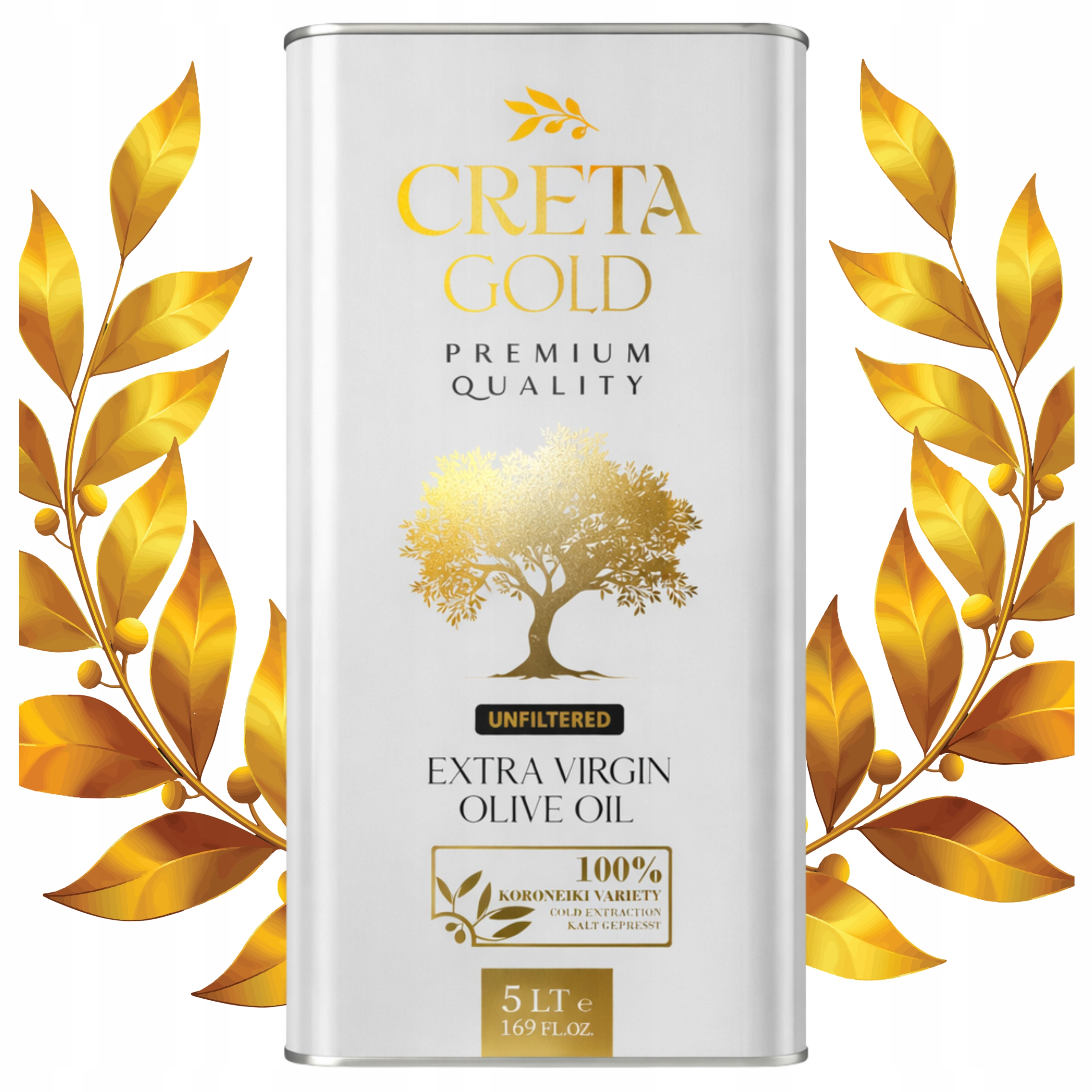 Oliwa Z Oliwek Extra Virgin Grecka Niefiltrowana 5L Creta Gold Nowy Zbiór