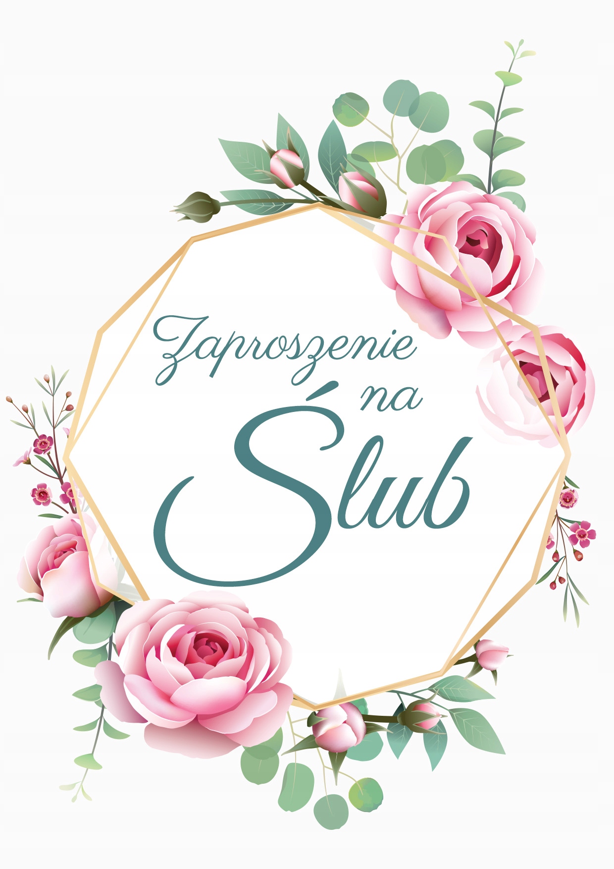 ZAPROSZENIE ŚLUBNE NA WESELE Geometryczne Szałwia